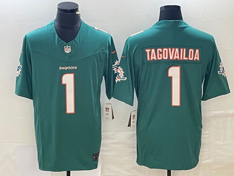 Men Miami Dolphins 1 Tagovailoa Green 2023 Nike Vapor Limited NFL Jersey style 1